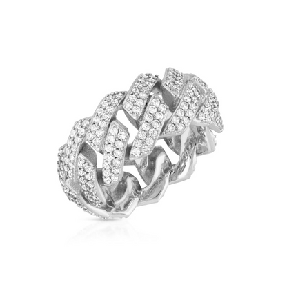 Anillo Prong Cuban en White Gold P925