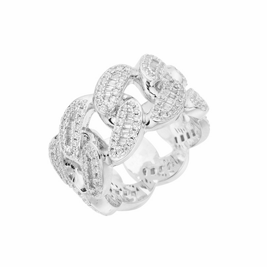 Anillo Cuban Baguette White Gold