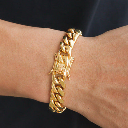 Pulsera Cubana 12MM en Gold