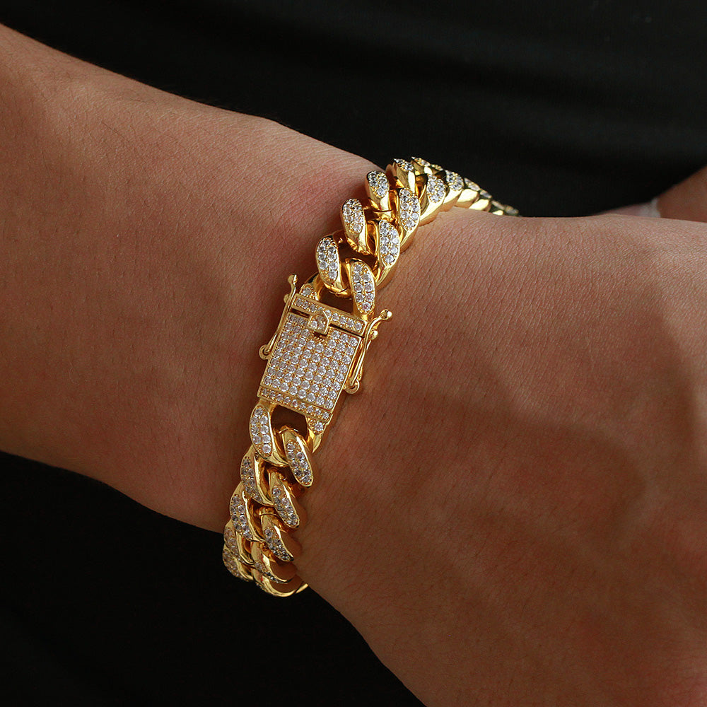 Pulsera Diamond Cuban 12MM en Gold