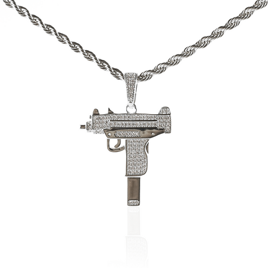 Dije Iced Mini Uzi en White Gold