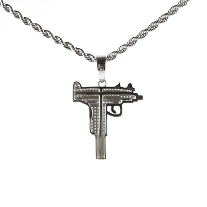 Dije Iced Mini Uzi en White Gold